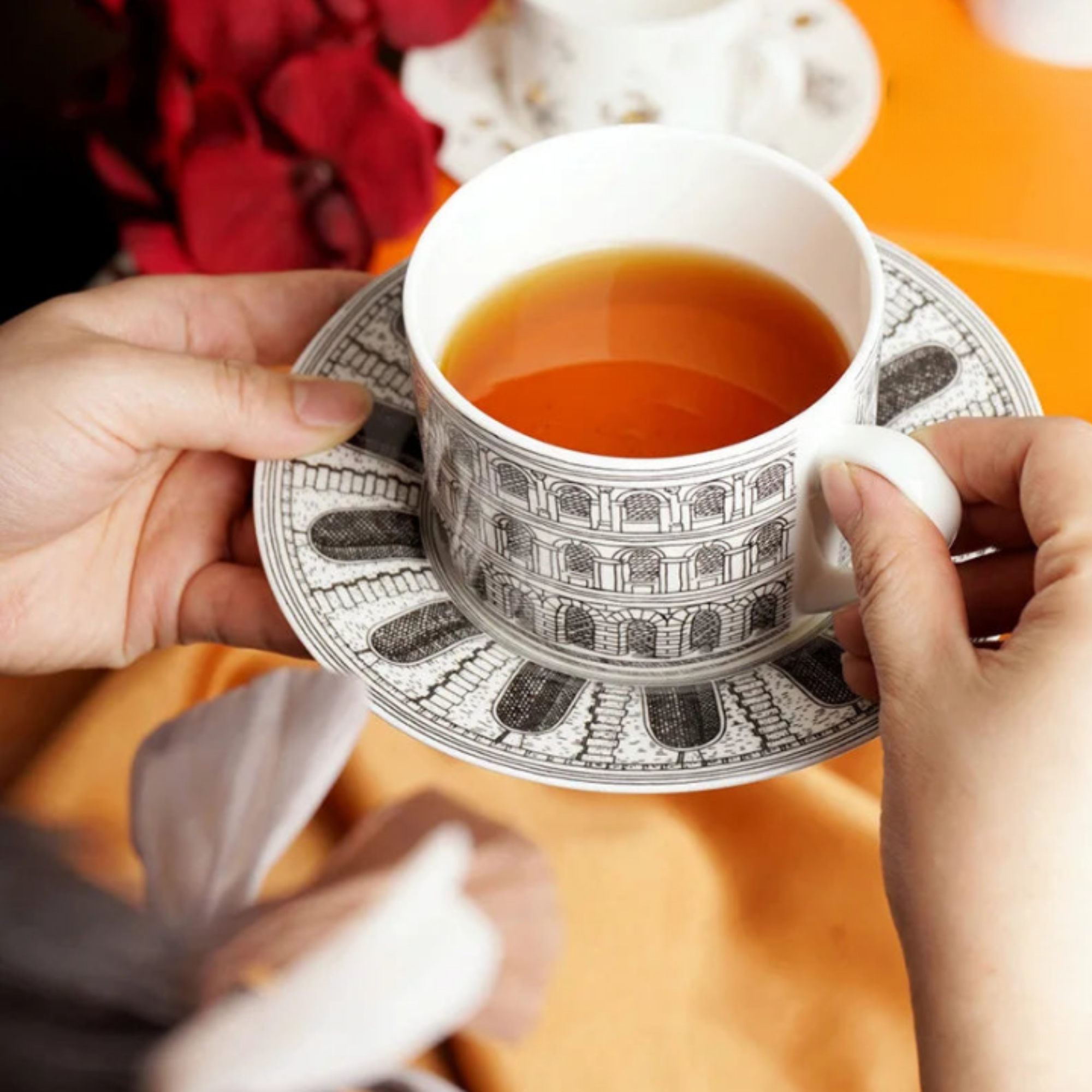 European Ceramic Coffee Cup and Saucer Set