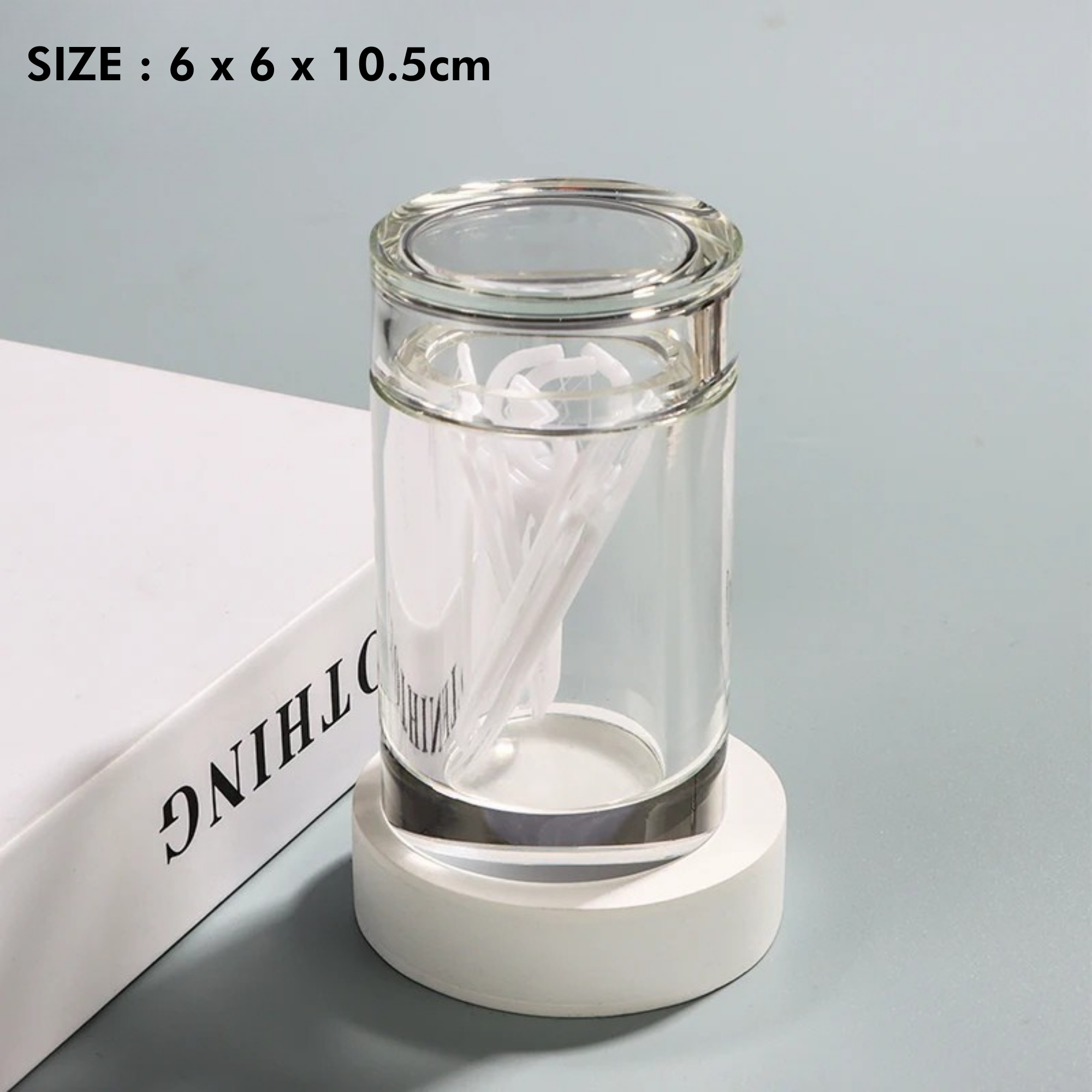 Amber Crystal Glass Toothpick Holder with Lid