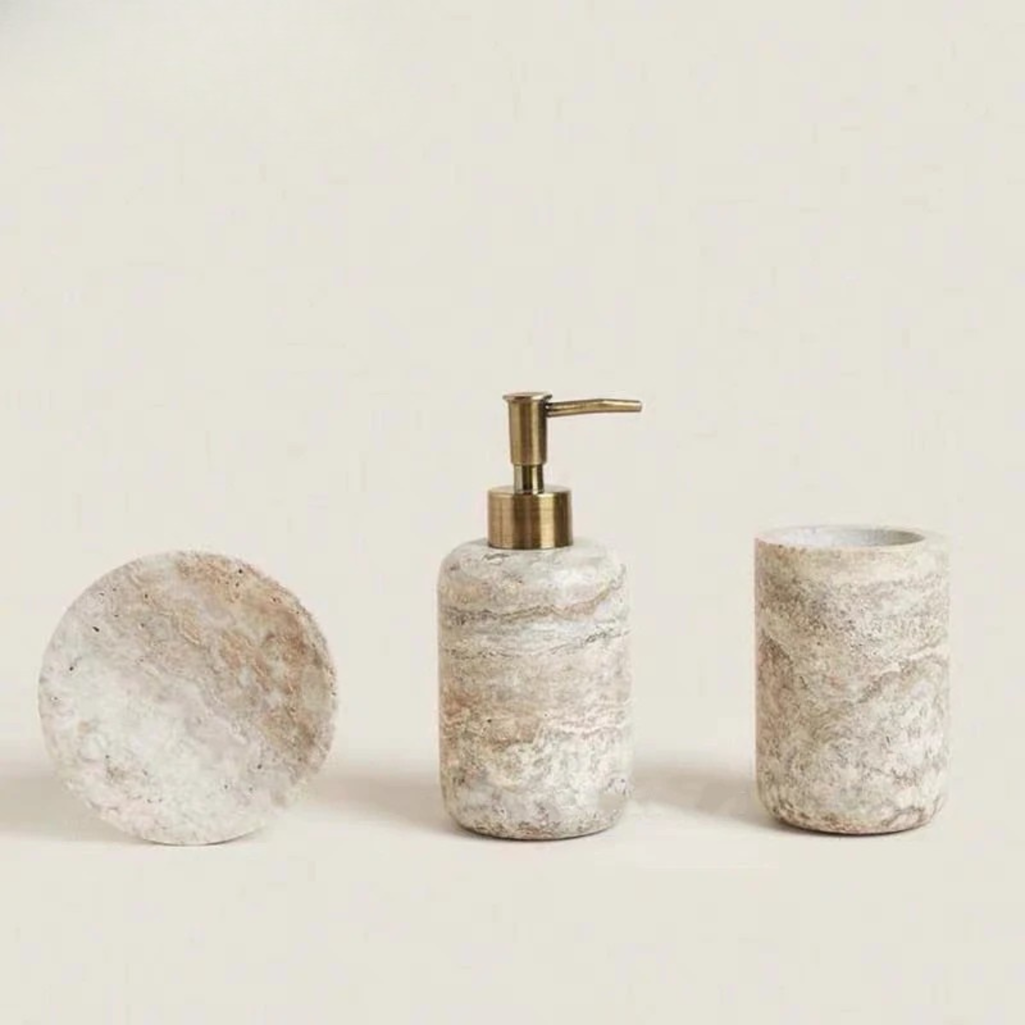 Grey Travertine Bathroom Set