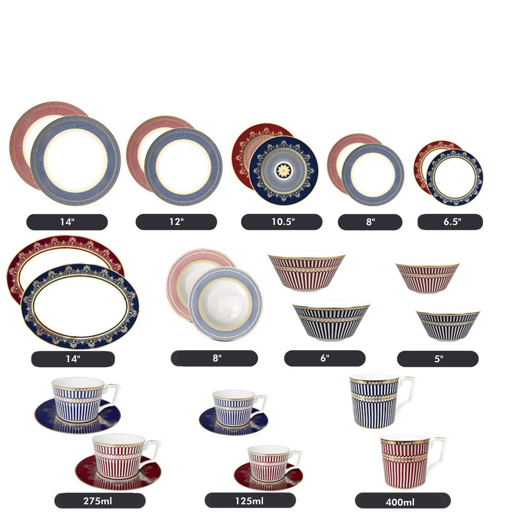 European Geometric Bone China Dinner Plate