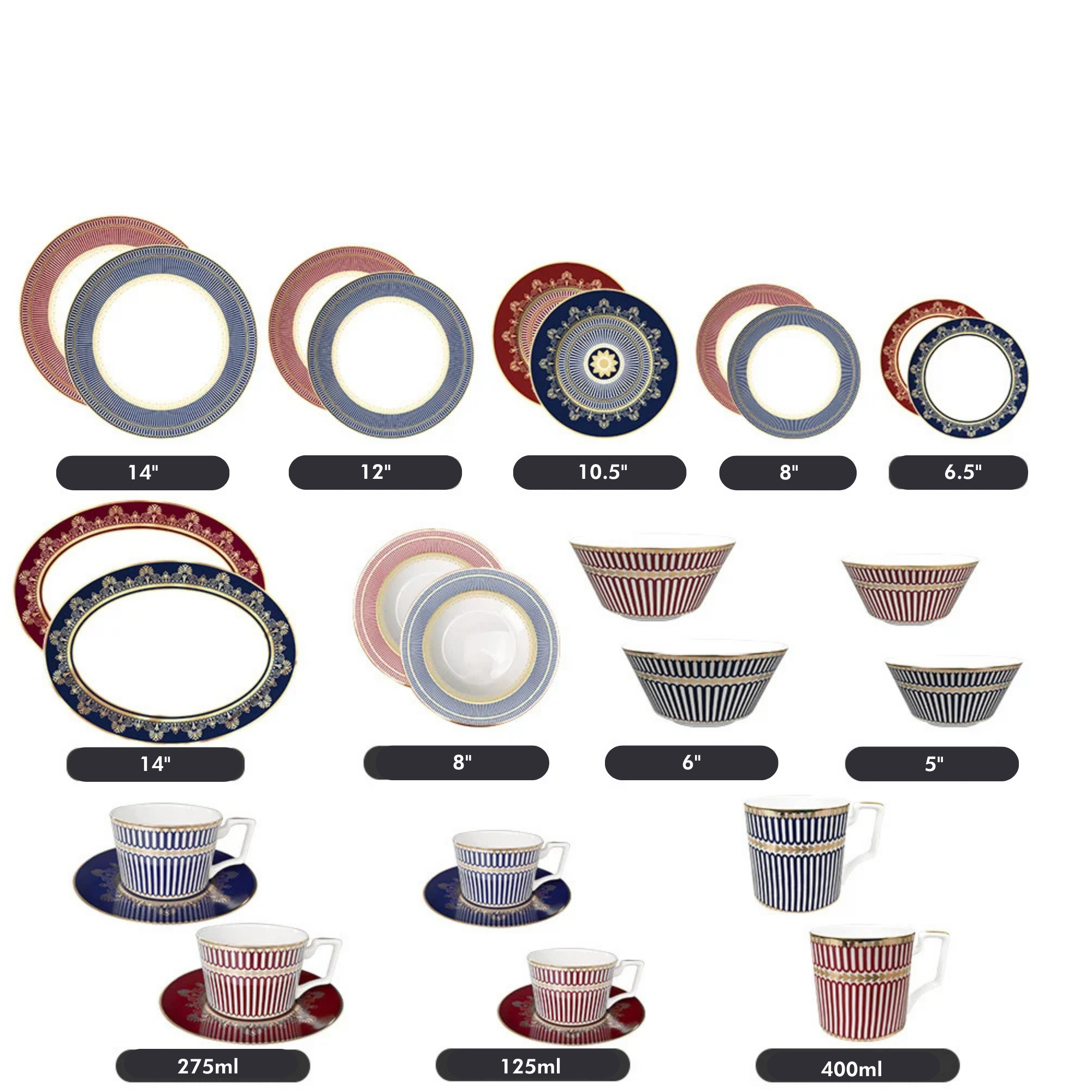 European Geometric Bone China Dinner Plate