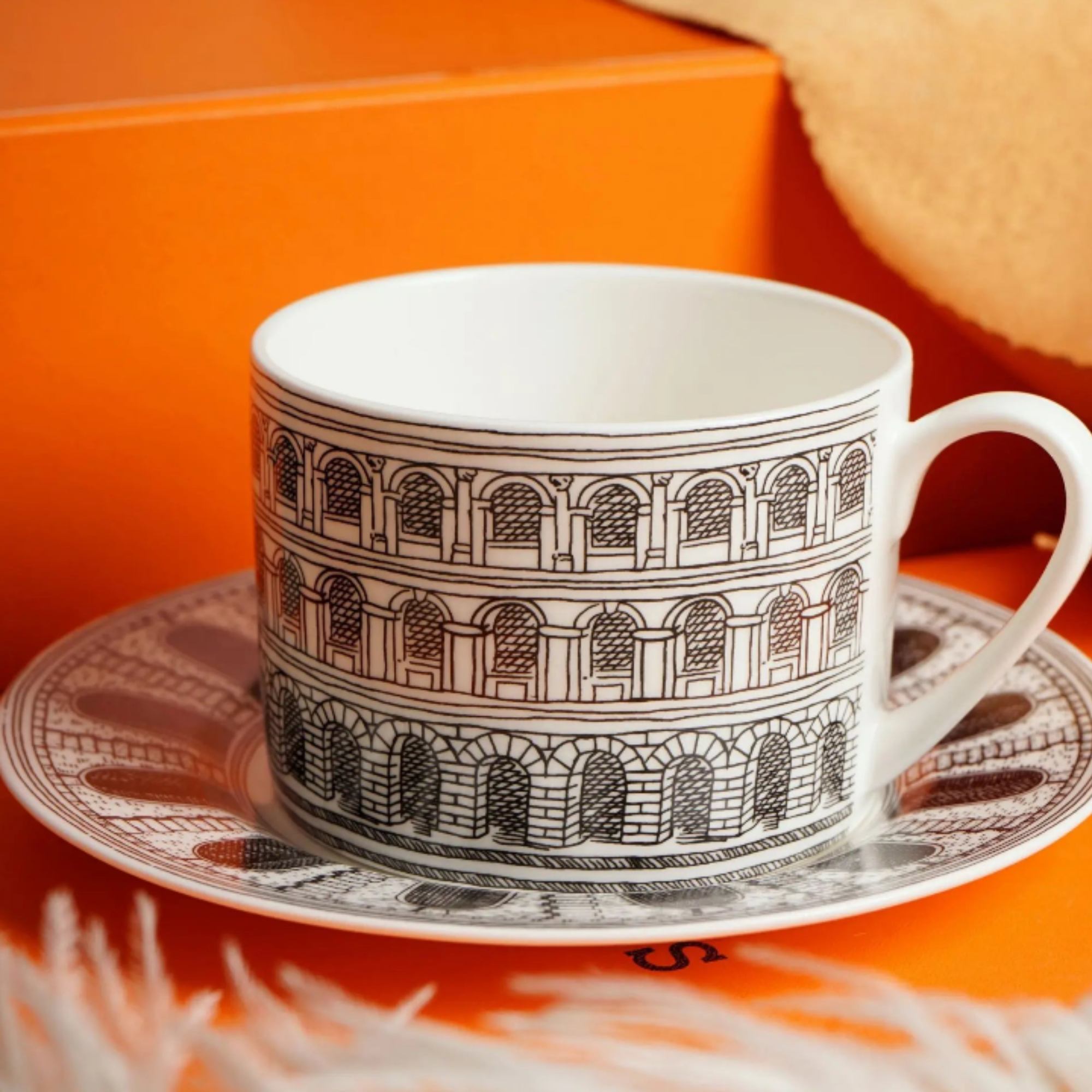 European Ceramic Coffee Cup and Saucer Set