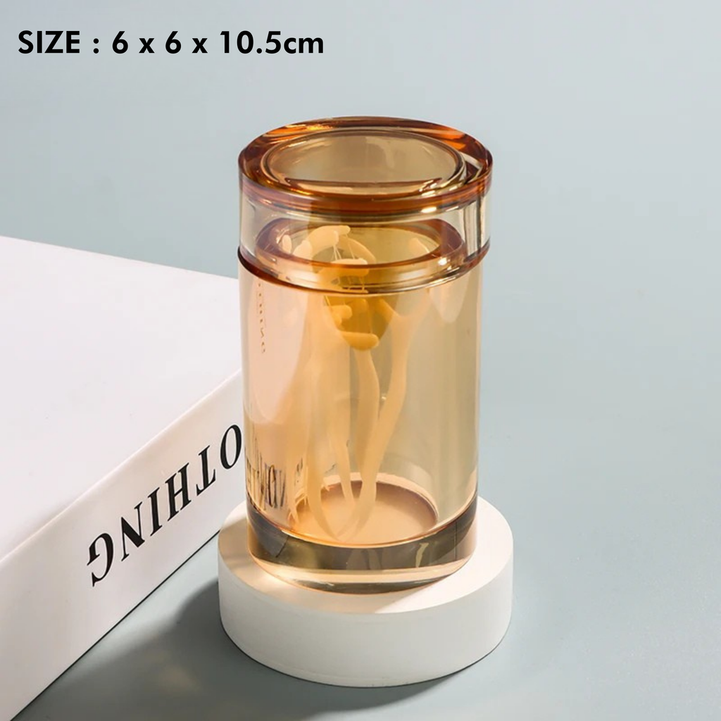 Amber Crystal Glass Toothpick Holder with Lid