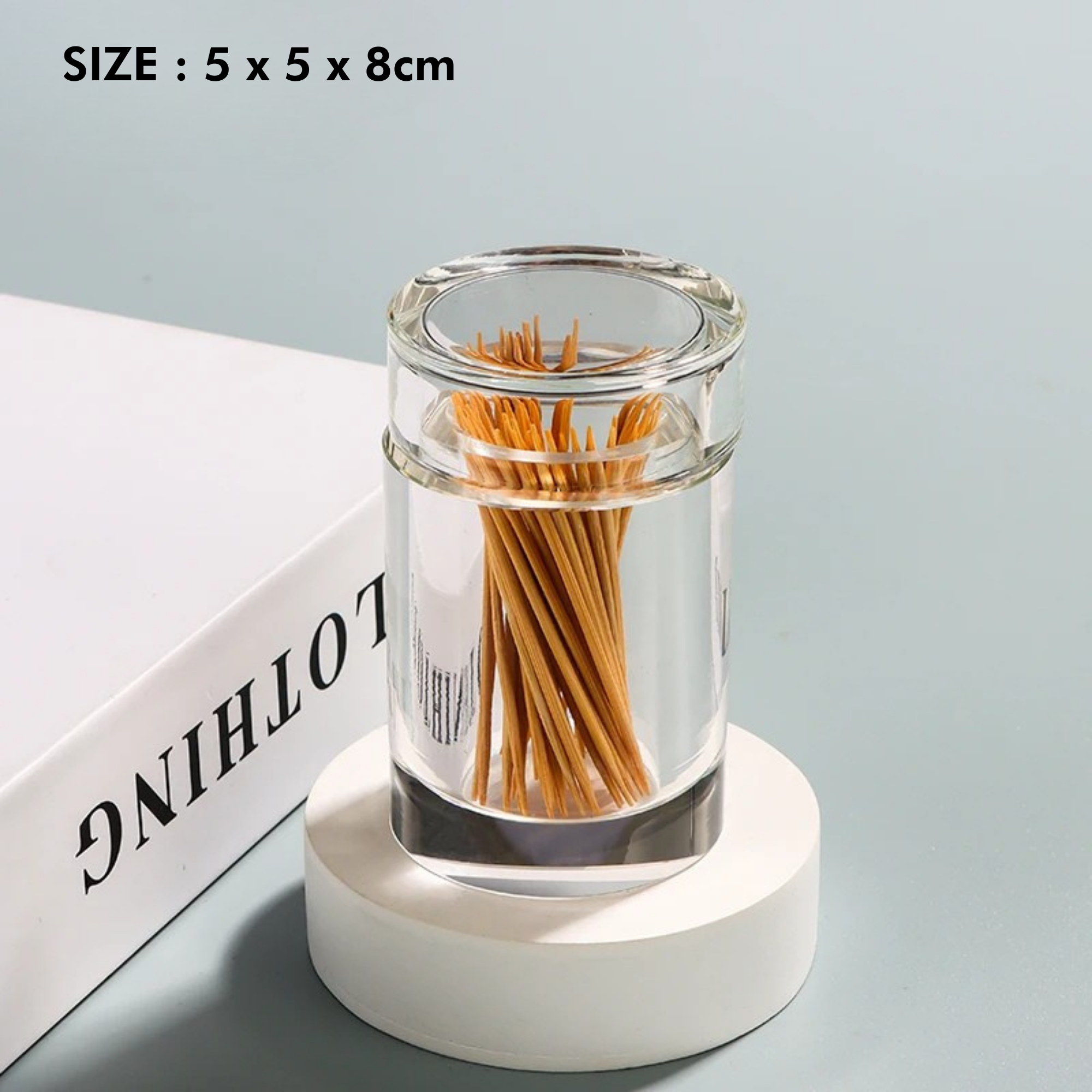 Amber Crystal Glass Toothpick Holder with Lid