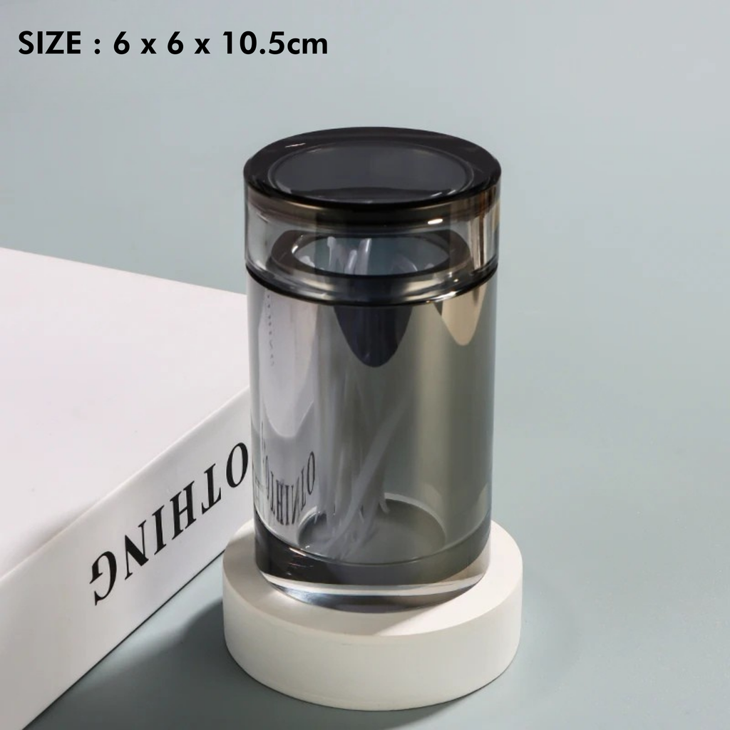 Amber Crystal Glass Toothpick Holder with Lid