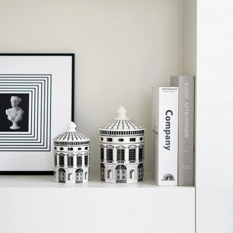 Black & White Architectural Ceramic Storage Jar