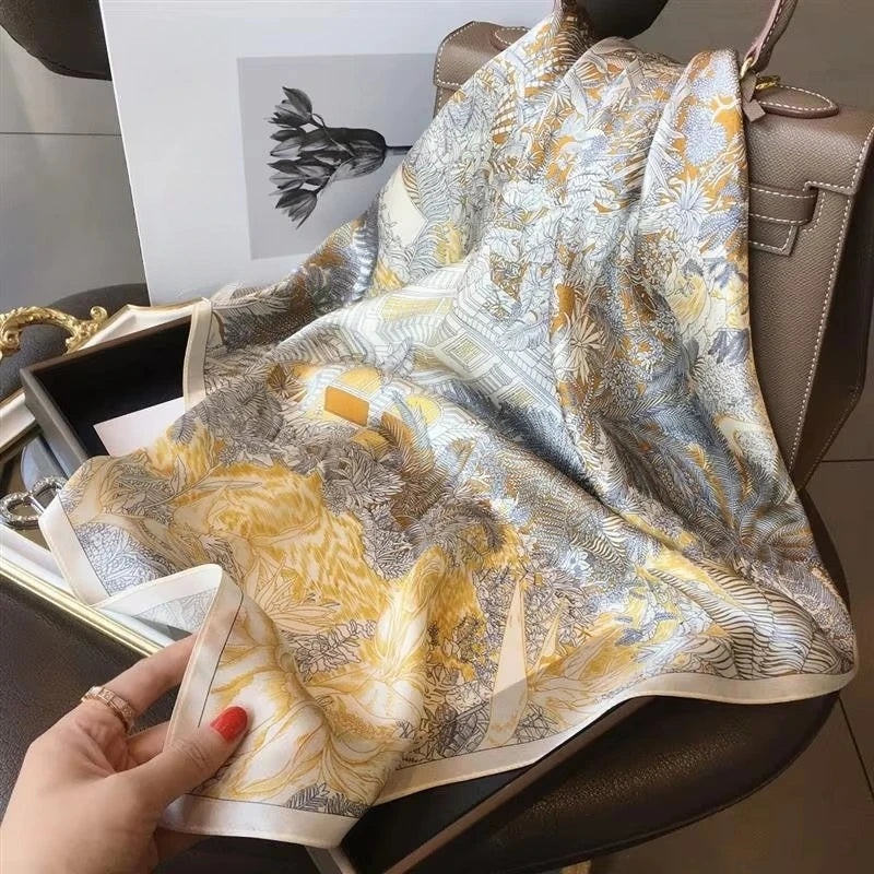Elegant 70×70cm Satin Silk Square Scarf – Women's Hairband, Neckerchief & Bag Accessory