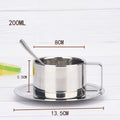 304 Stainless Steel Double Wall Coffee Cup & Saucer Set – Modern Insulated Milk Cup with Spoon