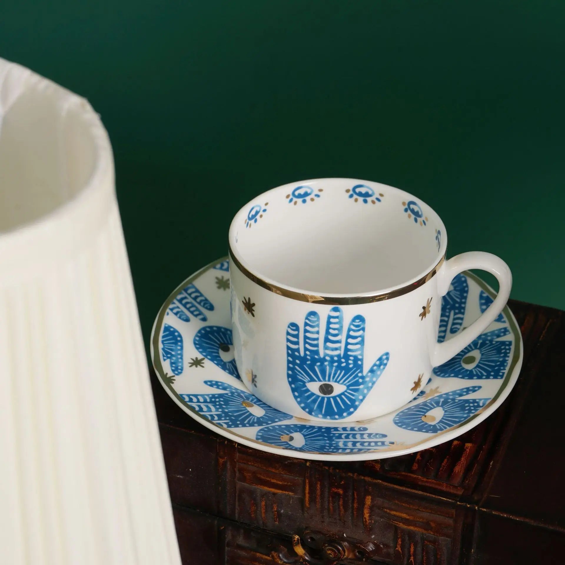 European Ceramic Coffee Cup and Saucer Set