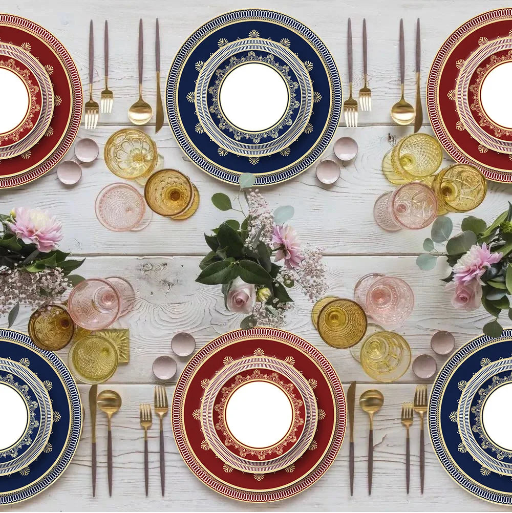 European Geometric Bone China Dinner Plate