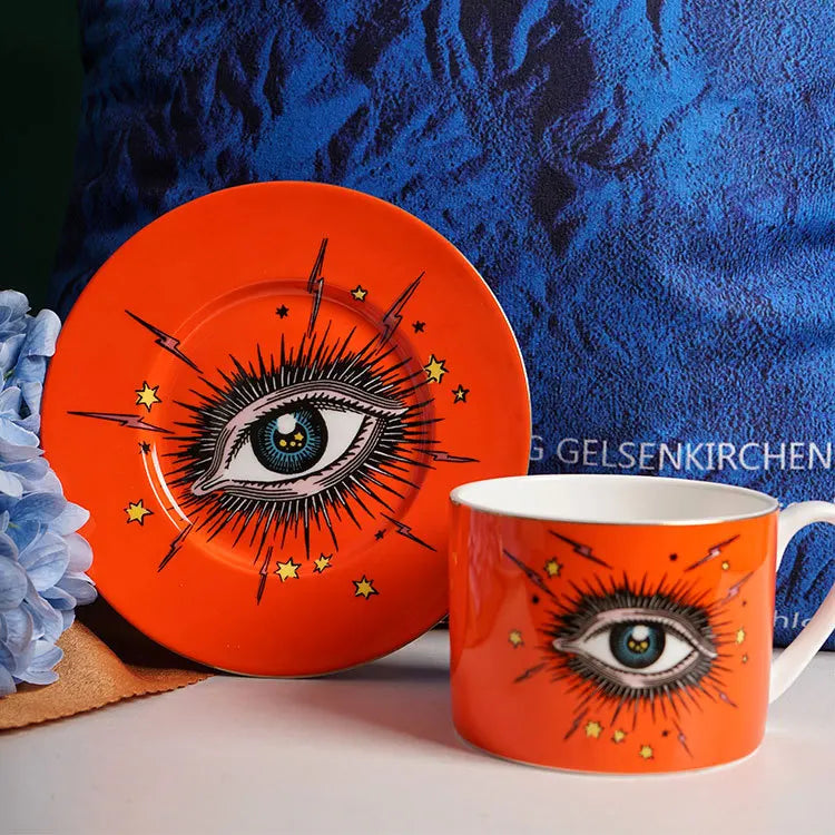 European Ceramic Coffee Cup and Saucer Set