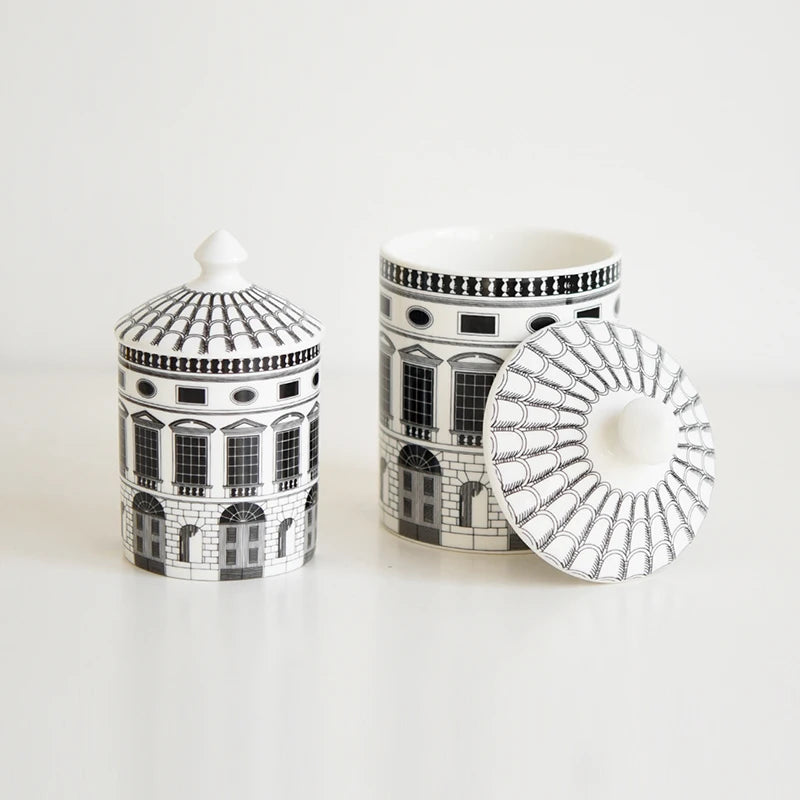 Black & White Architectural Ceramic Storage Jar