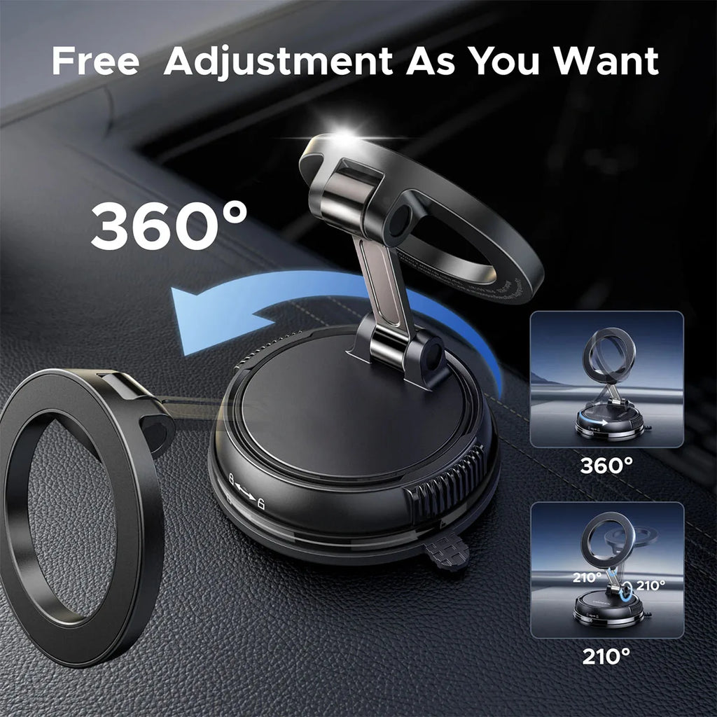 Super Strong N52 Magnetic Phone Holder – 360° Rotatable Foldable Vacuum Suction Mount