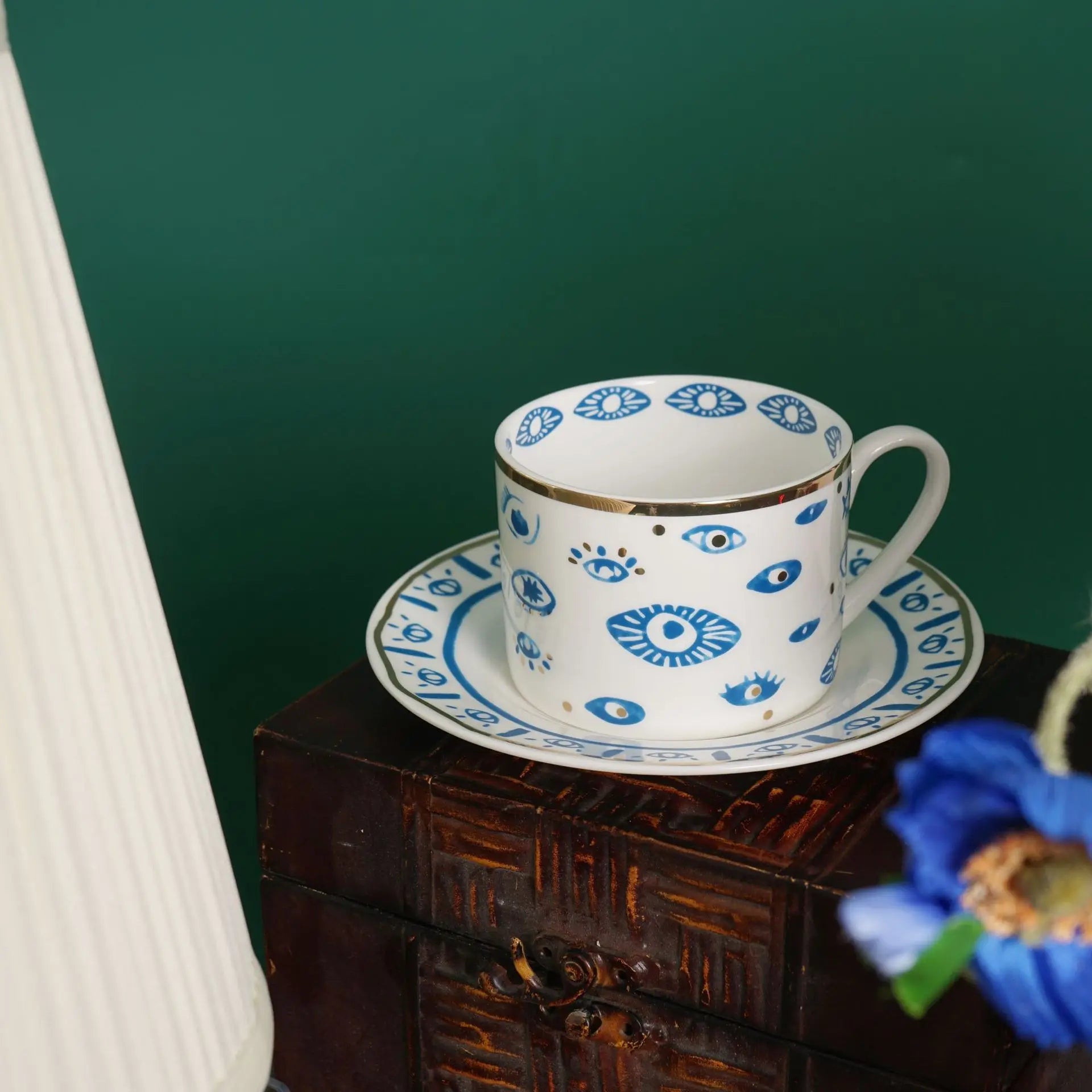 European Ceramic Coffee Cup and Saucer Set