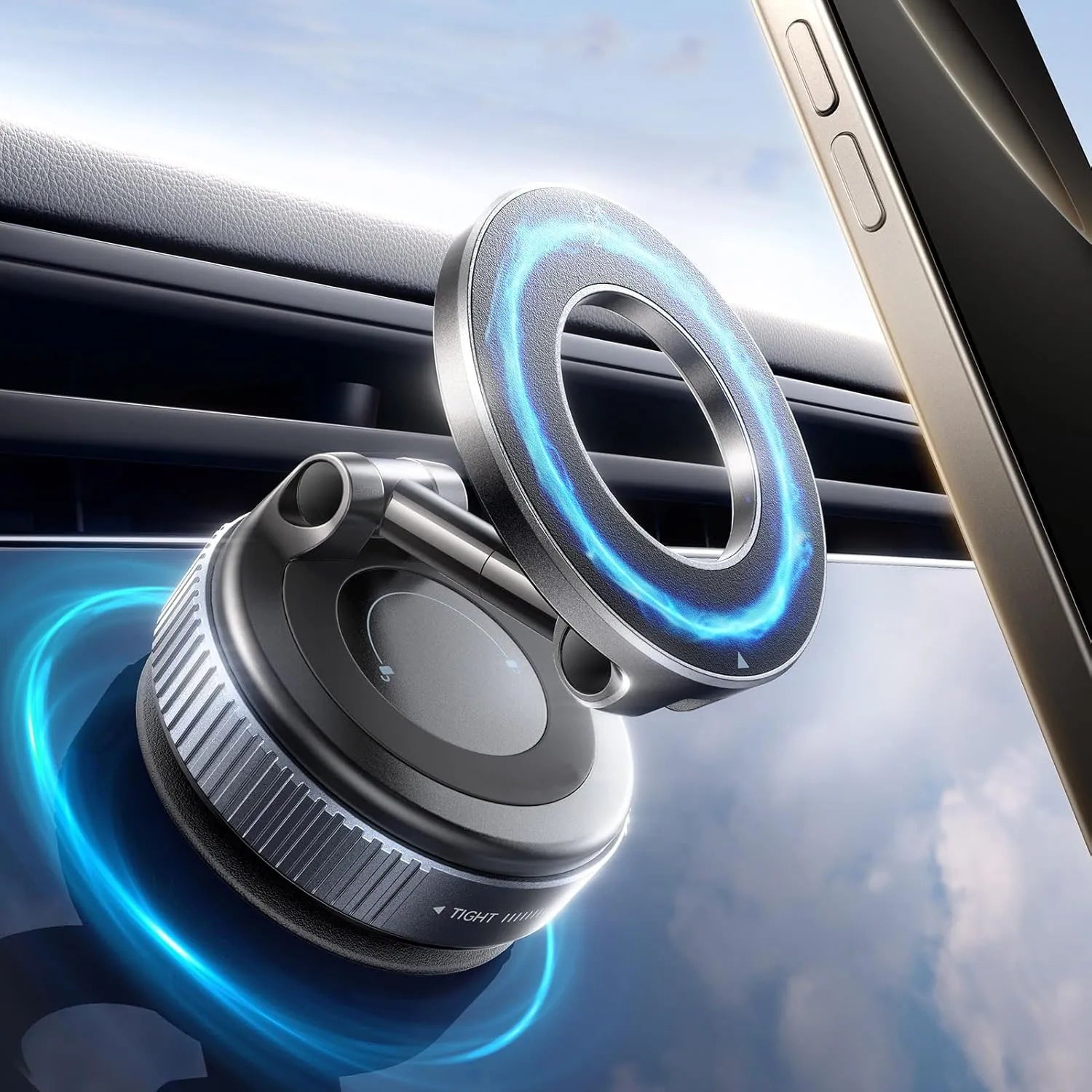 Super Strong N52 Magnetic Phone Holder – 360° Rotatable Foldable Vacuum Suction Mount