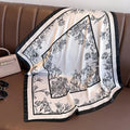 Luxury Floral Satin Silk Square Scarf 70×70cm – Elegant Women's Hairband, Neckerchief & Bag Ribbon