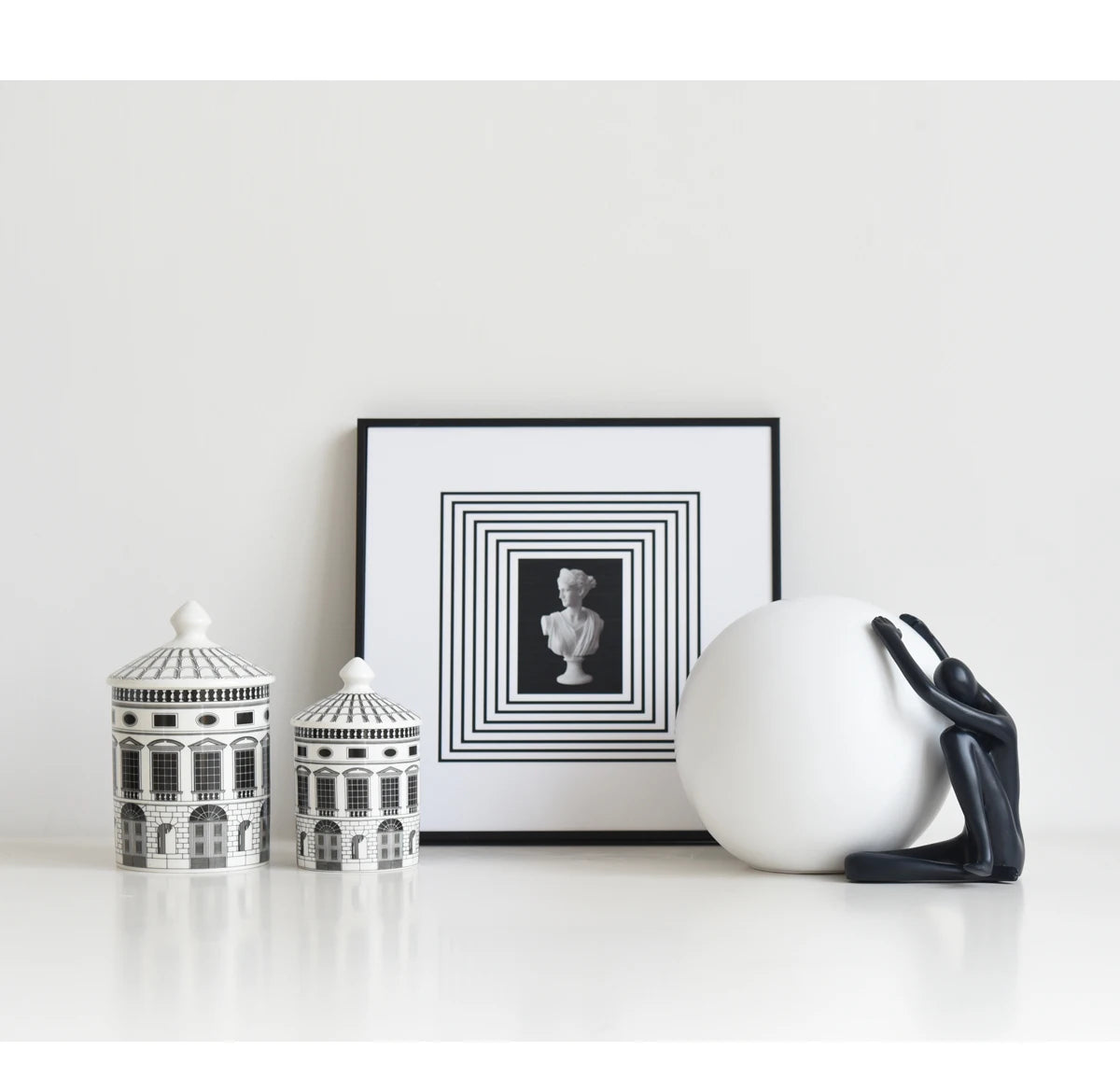 Black & White Architectural Ceramic Storage Jar