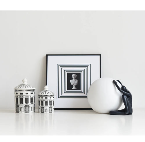 Black & White Architectural Ceramic Storage Jar