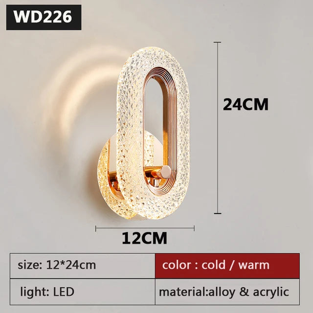 Modern Nordic Luxury LED Wall Sconce – Iron Base Acrylic Lampshade Wall Lamp