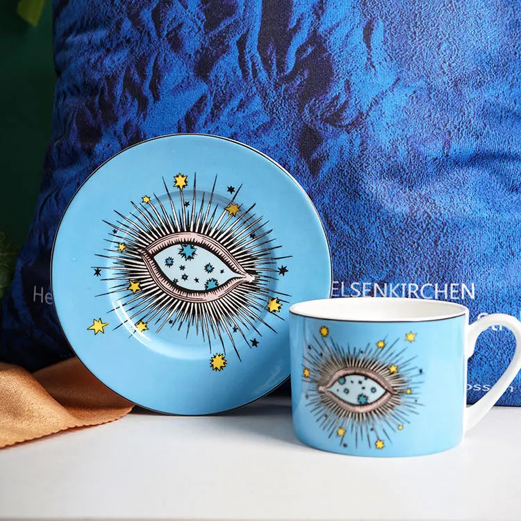 European Ceramic Coffee Cup and Saucer Set