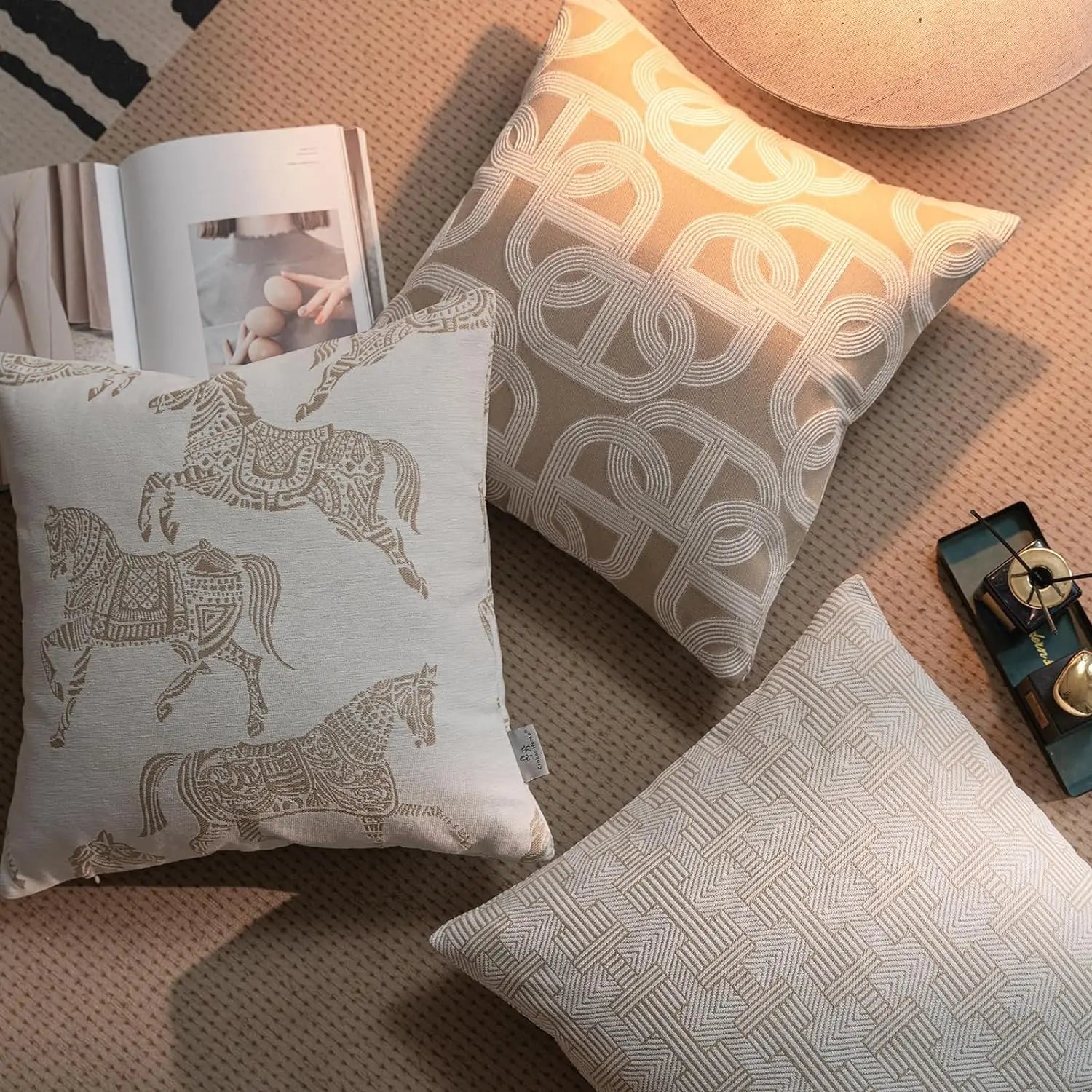Luxury Geometric Jacquard Cushion Cover