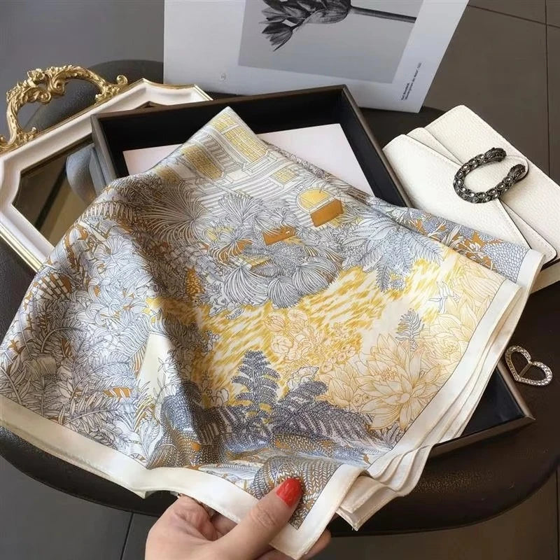 Elegant 70×70cm Satin Silk Square Scarf – Women's Hairband, Neckerchief & Bag Accessory