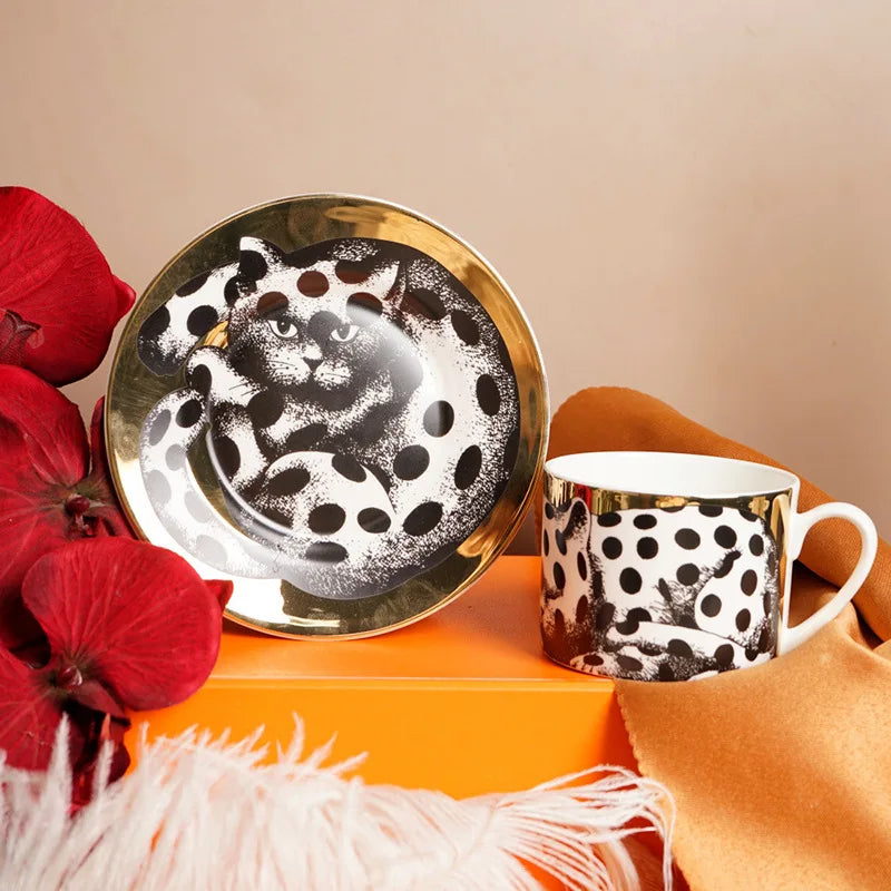 European Ceramic Coffee Cup and Saucer Set