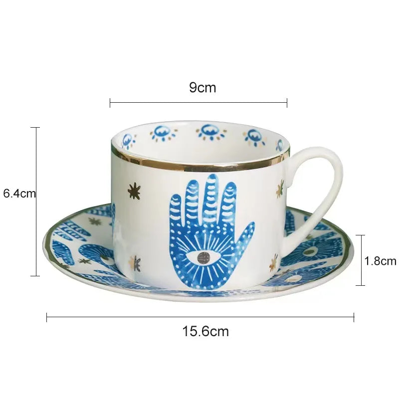 European Ceramic Coffee Cup and Saucer Set