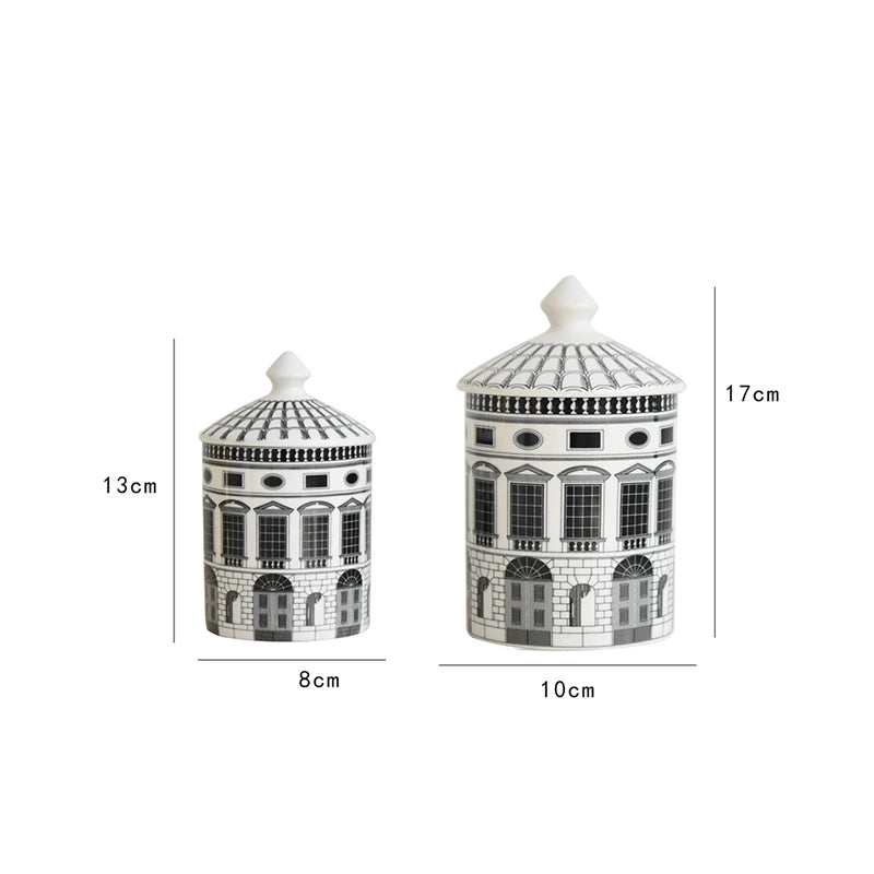 Black & White Architectural Ceramic Storage Jar