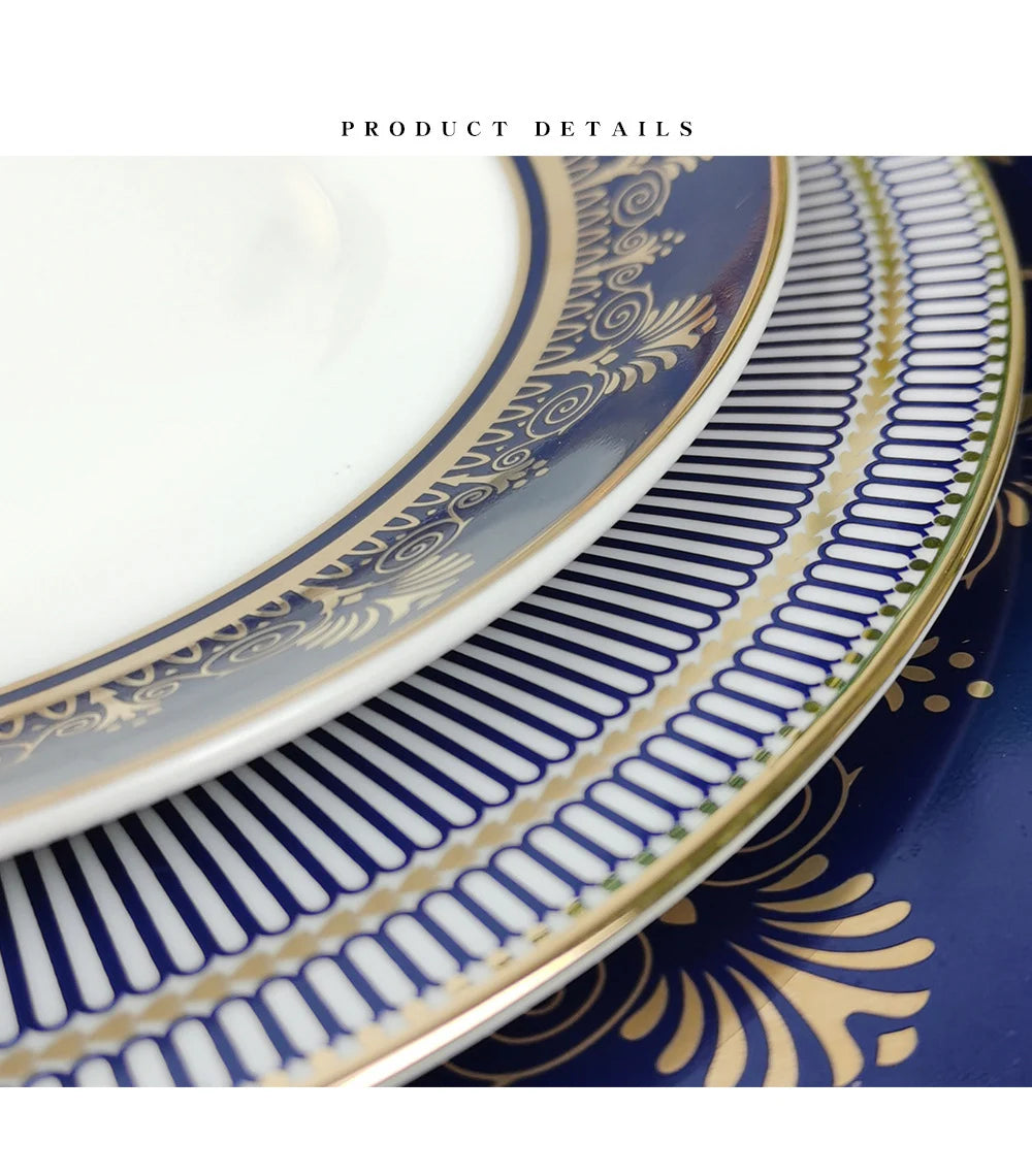 European Geometric Bone China Dinner Plate