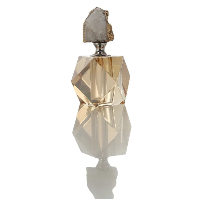 Elegant Nordic Agate Crystal Perfume Bottle – Modern Crystal Art Tabletop Decoration