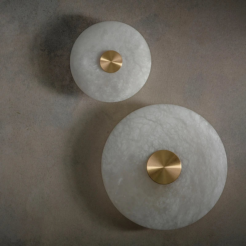 Art Deco Marble & Brass LED Wall Sconce Lamp