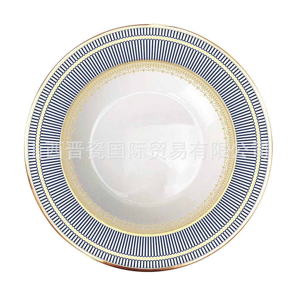 European Geometric Bone China Dinner Plate