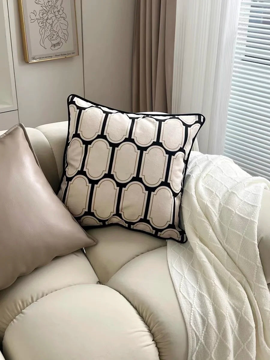 Retro Black Floral Velvet Pillow Cover