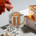 Amber Crystal Glass Toothpick Holder with Lid