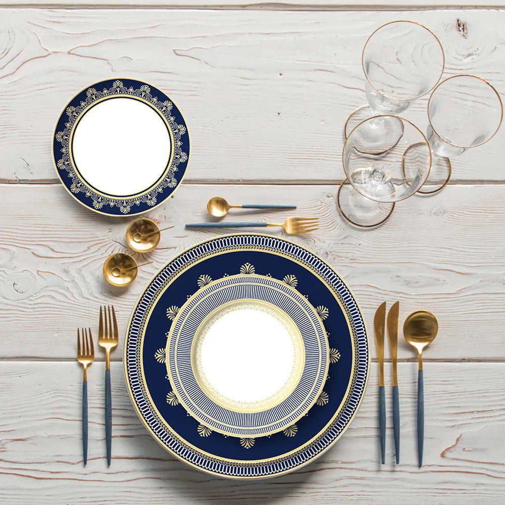 European Geometric Bone China Dinner Plate
