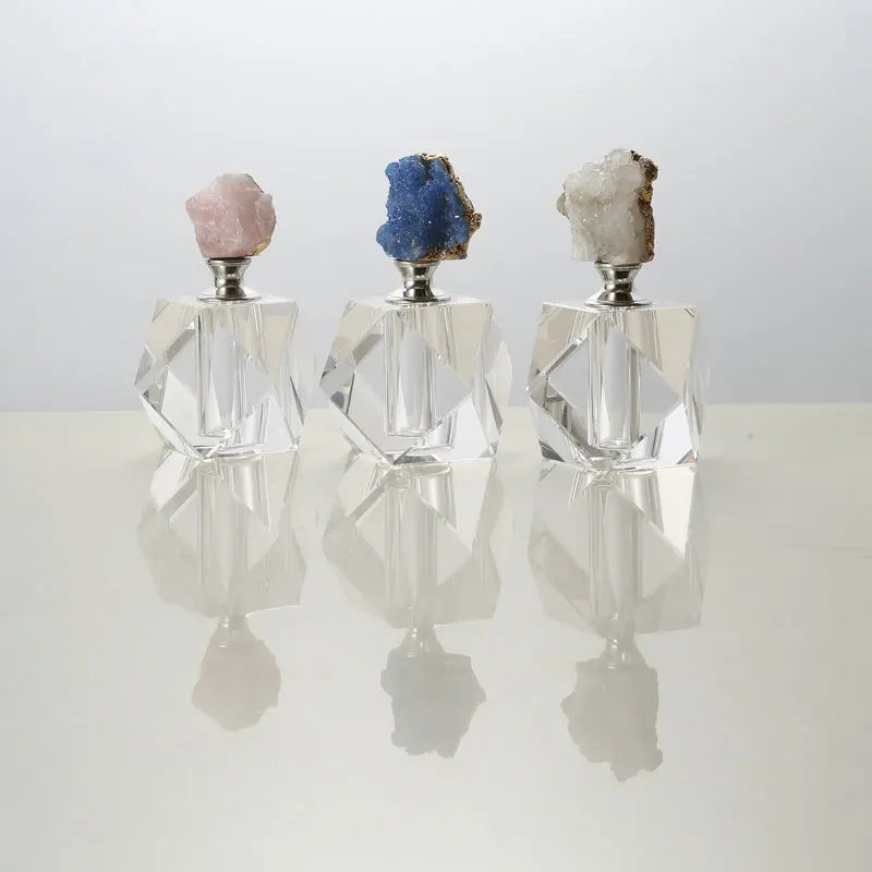 Elegant Nordic Agate Crystal Perfume Bottle – Modern Crystal Art Tabletop Decoration