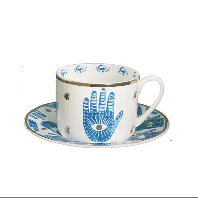 European Ceramic Coffee Cup and Saucer Set