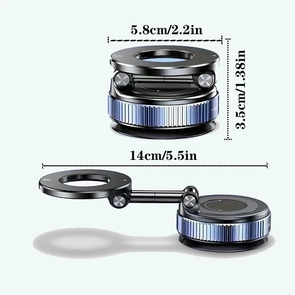 Super Strong N52 Magnetic Phone Holder – 360° Rotatable Foldable Vacuum Suction Mount