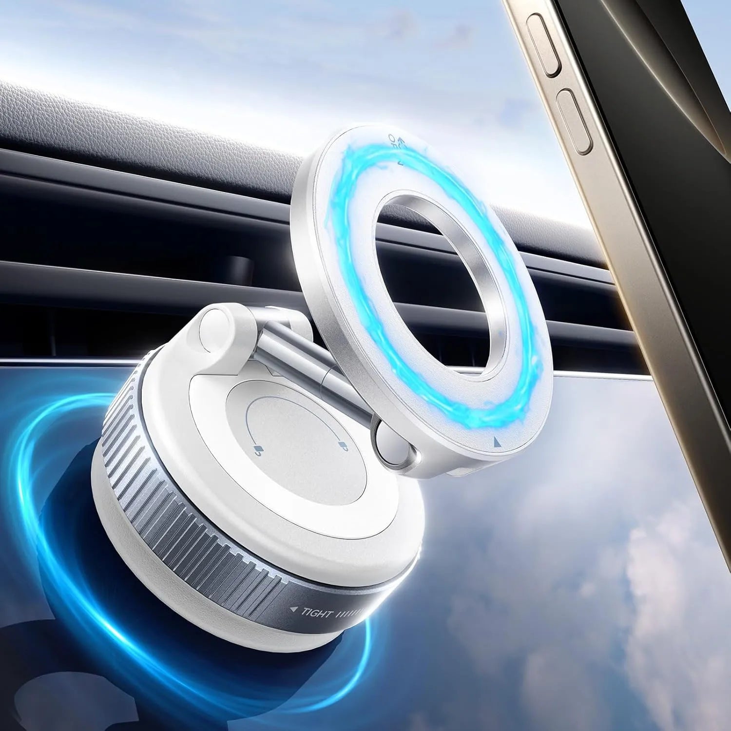 Super Strong N52 Magnetic Phone Holder – 360° Rotatable Foldable Vacuum Suction Mount