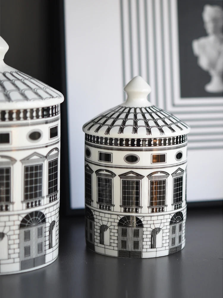 Black & White Architectural Ceramic Storage Jar