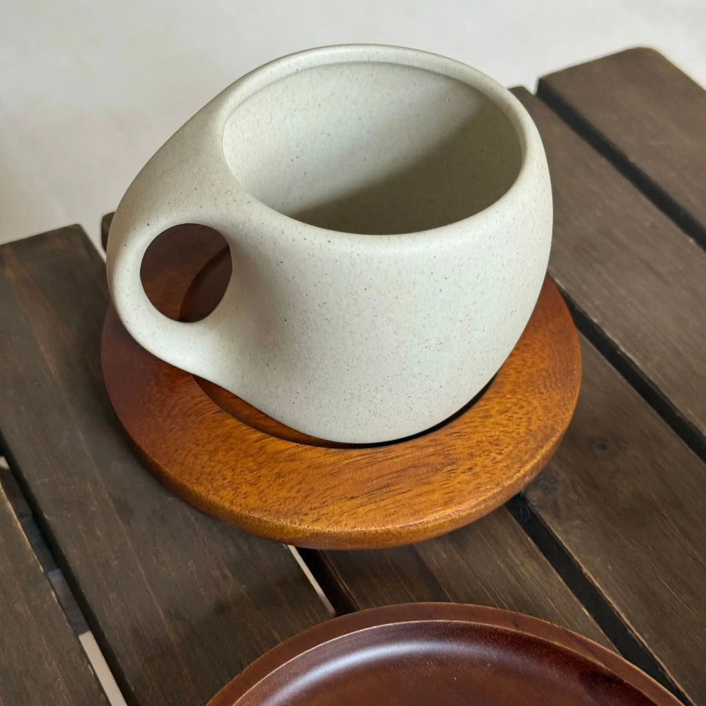 Nordic Vintage Ceramic Coffee Cup & Saucer – Modern Art Espresso & Latte Mug