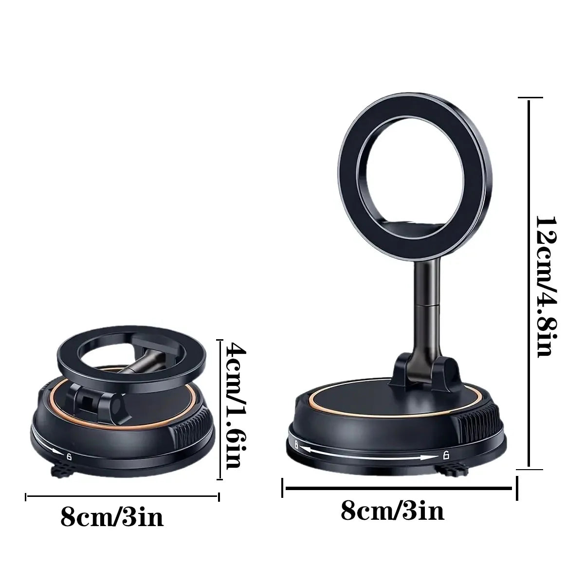 Super Strong N52 Magnetic Phone Holder – 360° Rotatable Foldable Vacuum Suction Mount