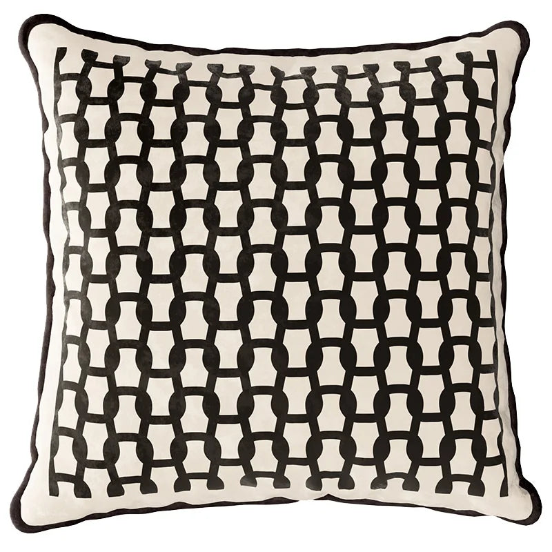 Retro Black Floral Velvet Pillow Cover